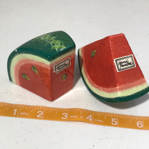 Watermelon Salt and Pepper Shakers Ceramic - Picture 1 of 4